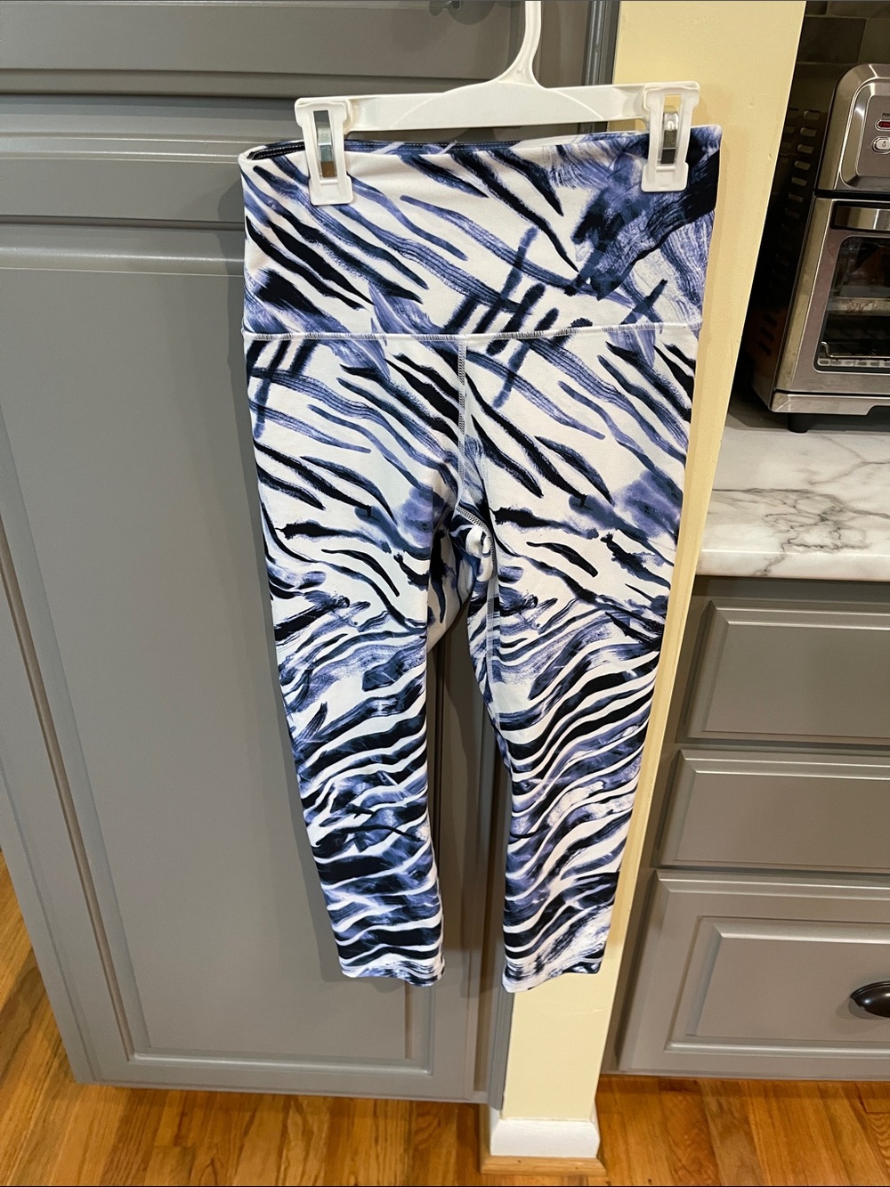 Balance Collection Blue and White Zebra-Print Leggings